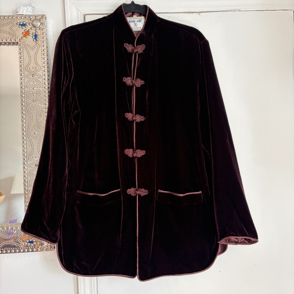 Vintage Kenji Silk velvet burgundy jacket